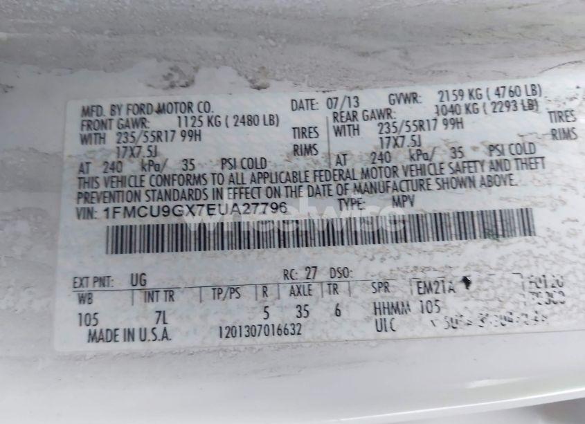 Photo 9 of 2014 Ford Escape SE (VIN 1FMCU9GX7EUA27796)