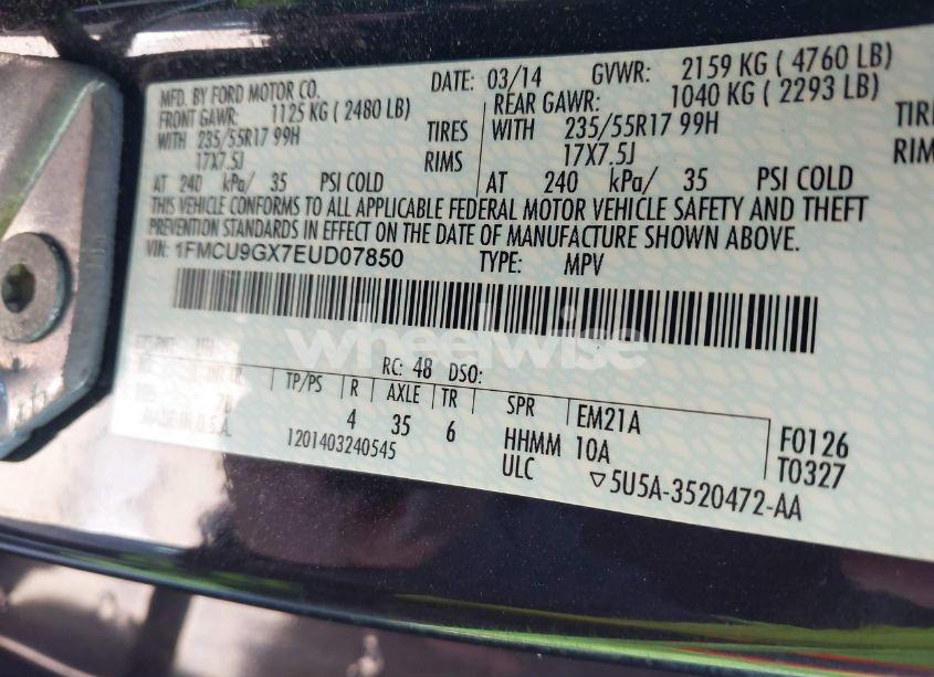 Photo 9 of 2014 Ford Escape SE (VIN 1FMCU9GX7EUD07850)