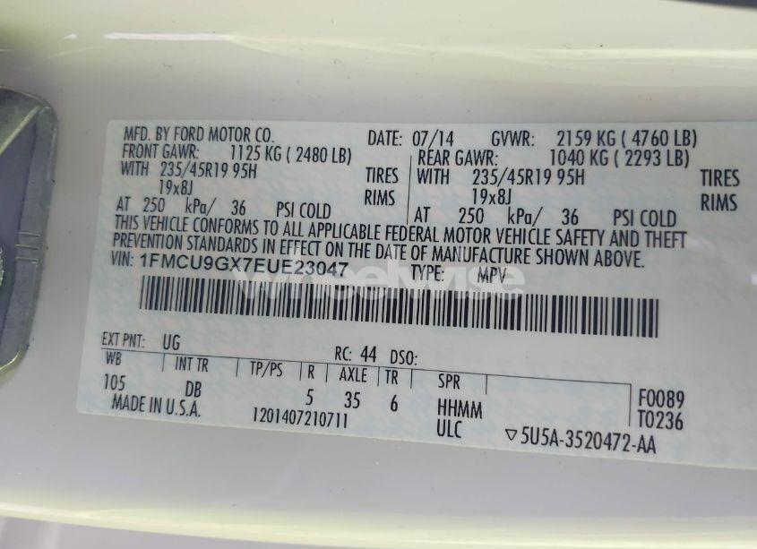 Photo 9 of 2014 Ford Escape SE (VIN 1FMCU9GX7EUE23047)