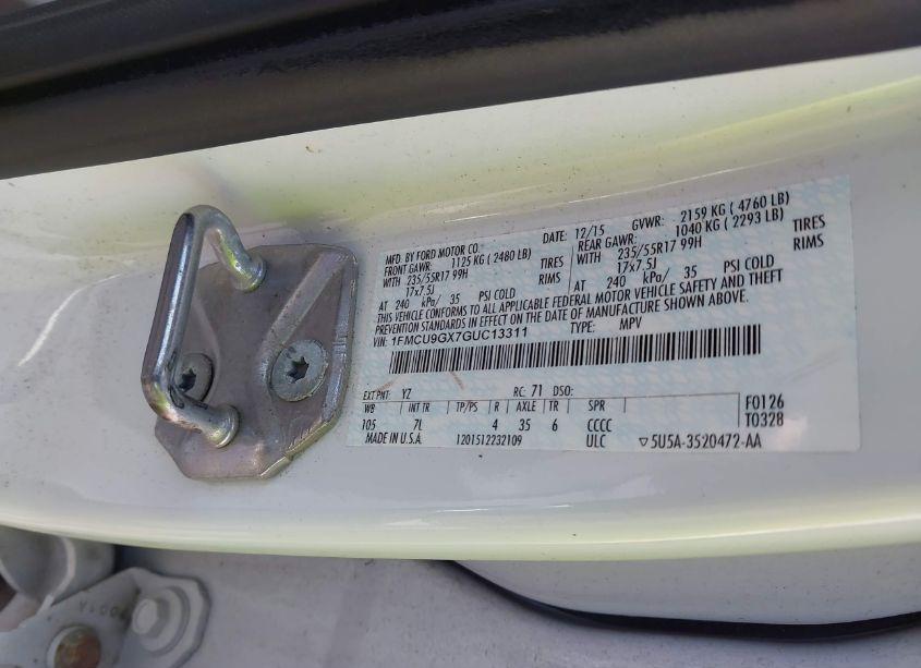 Photo 9 of 2016 Ford Escape SE (VIN 1FMCU9GX7GUC13311)