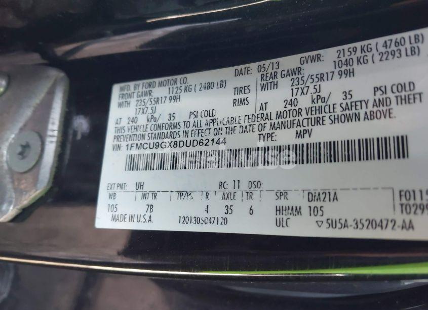 Photo 9 of 2013 Ford Escape SE (VIN 1FMCU9GX8DUD62144)