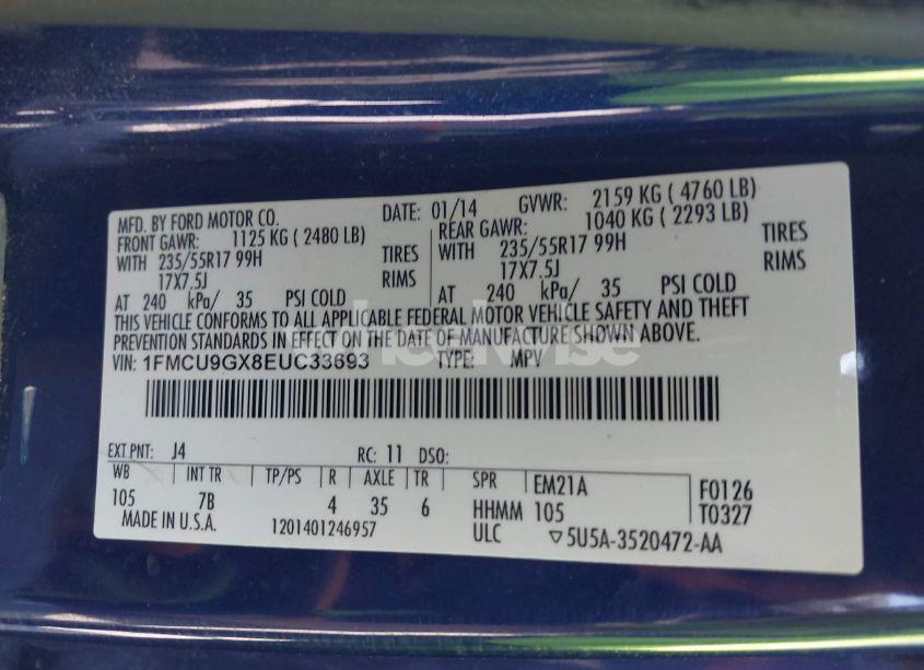 Photo 9 of 2014 Ford Escape SE (VIN 1FMCU9GX8EUC33693)