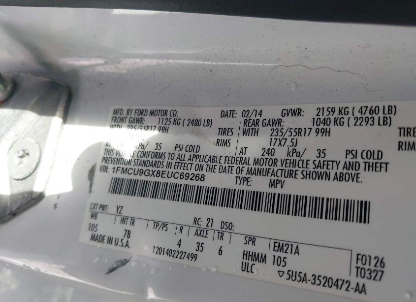 Photo 9 of 2014 Ford Escape SE (VIN 1FMCU9GX8EUC69268)