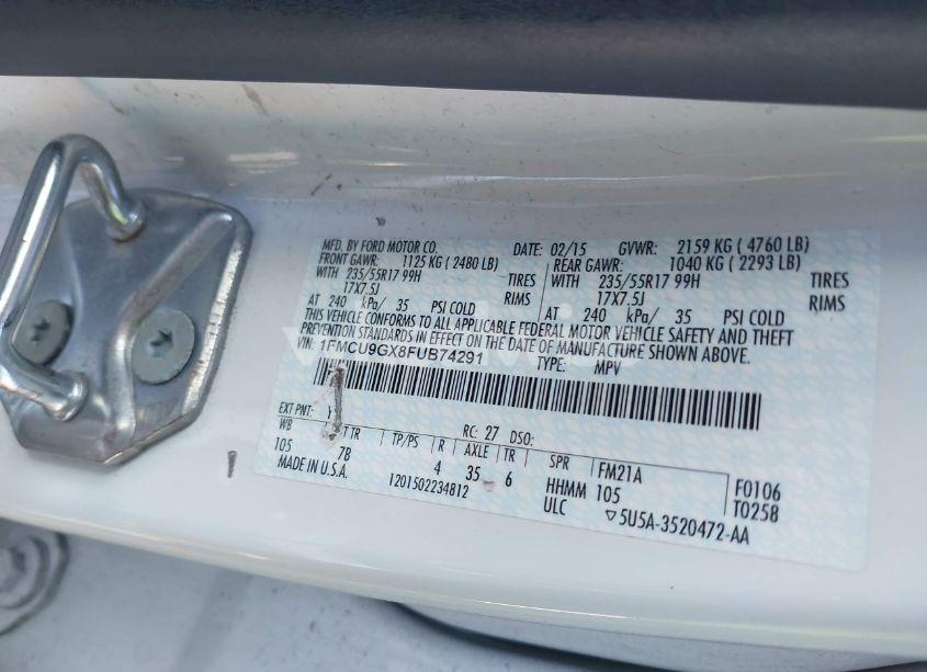 Photo 9 of 2015 Ford Escape SE (VIN 1FMCU9GX8FUB74291)