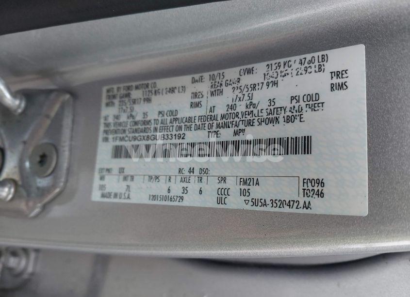 Photo 9 of 2016 Ford Escape SE (VIN 1FMCU9GX8GUB33192)