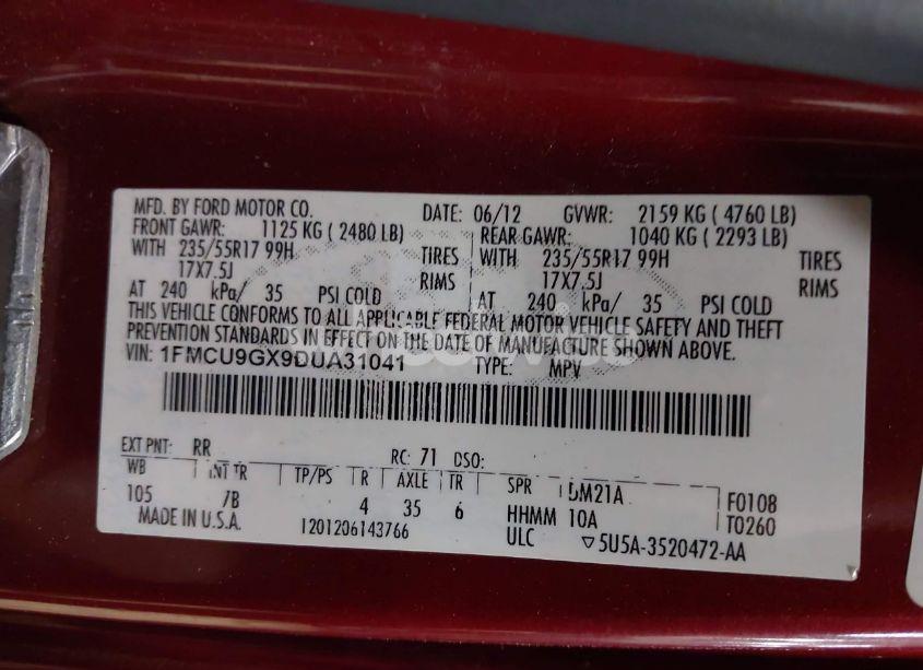 Photo 9 of 2013 Ford Escape SE (VIN 1FMCU9GX9DUA31041)