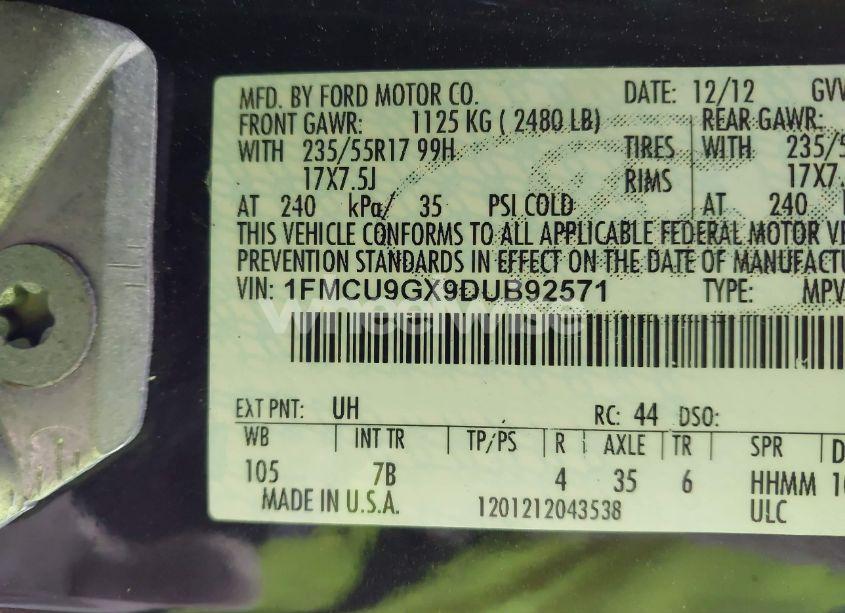 Photo 9 of 2013 Ford Escape SE (VIN 1FMCU9GX9DUB92571)