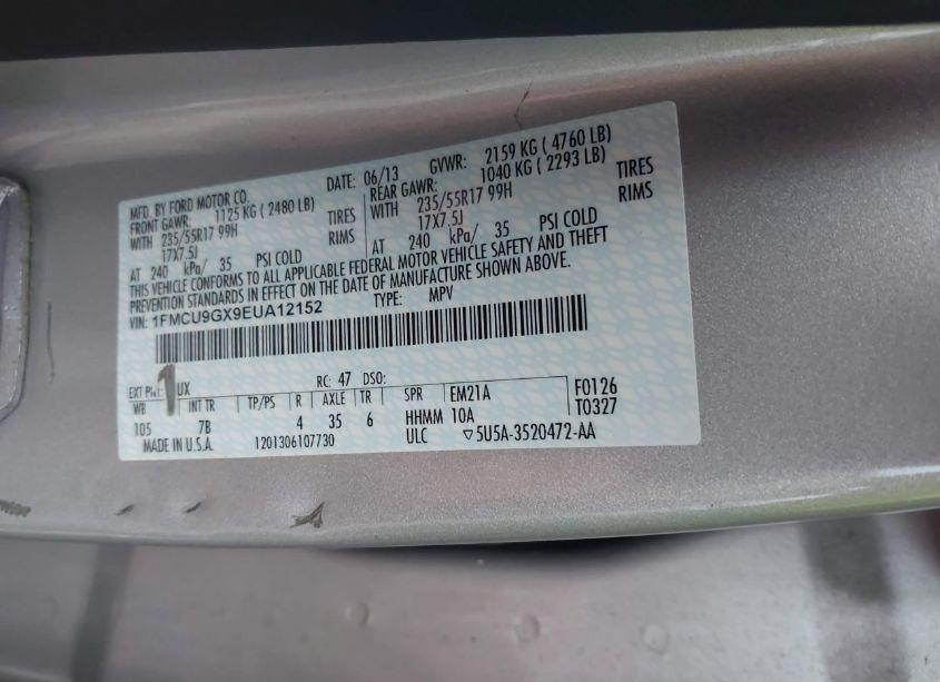 Photo 9 of 2014 Ford Escape SE (VIN 1FMCU9GX9EUA12152)