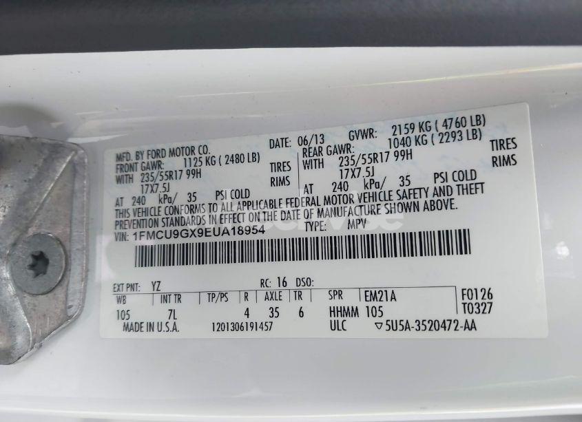 Photo 9 of 2014 Ford Escape SE (VIN 1FMCU9GX9EUA18954)