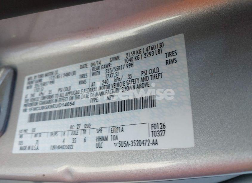 Photo 9 of 2014 Ford Escape SE (VIN 1FMCU9GX9EUD14654)