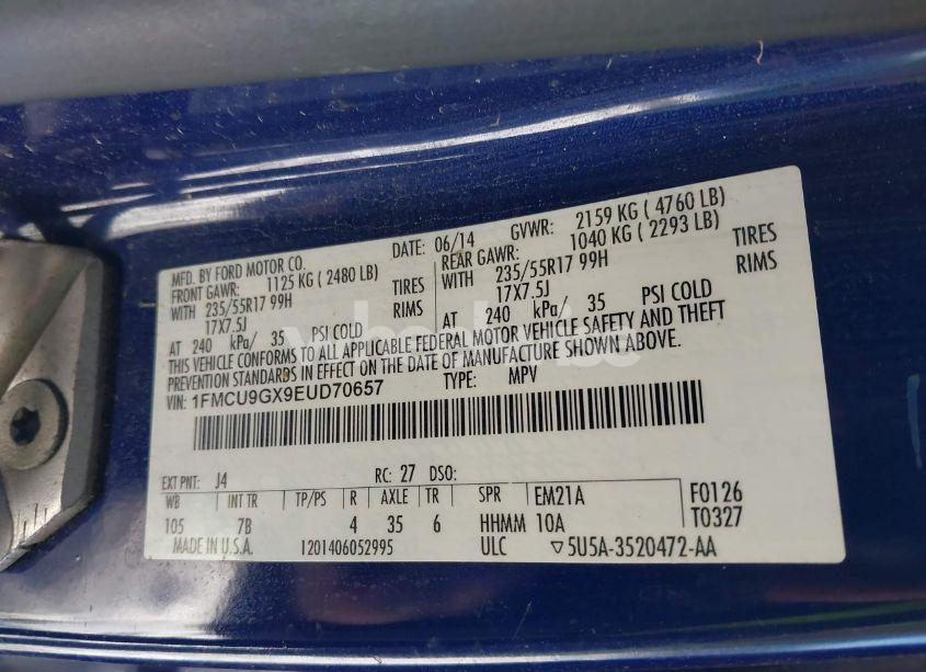 Photo 9 of 2014 Ford Escape SE (VIN 1FMCU9GX9EUD70657)