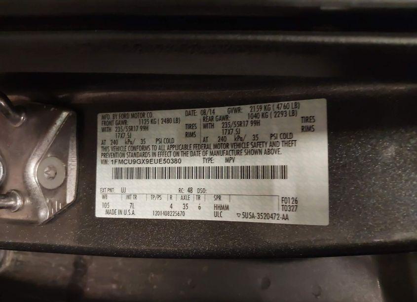 Photo 9 of 2014 Ford Escape SE (VIN 1FMCU9GX9EUE50380)