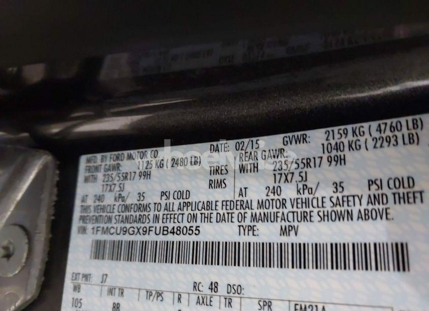 Photo 9 of 2015 Ford Escape SE (VIN 1FMCU9GX9FUB48055)