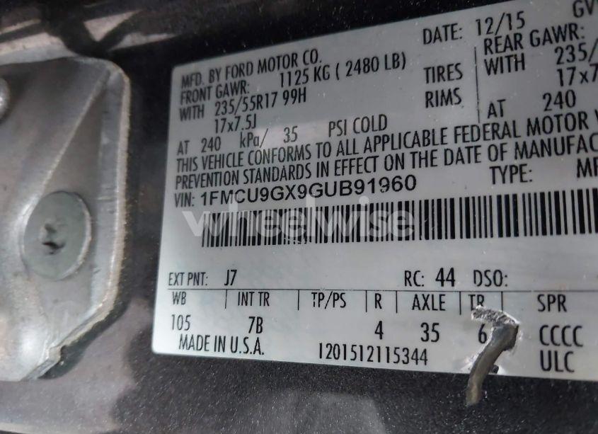 Photo 9 of 2016 Ford Escape SE (VIN 1FMCU9GX9GUB91960)