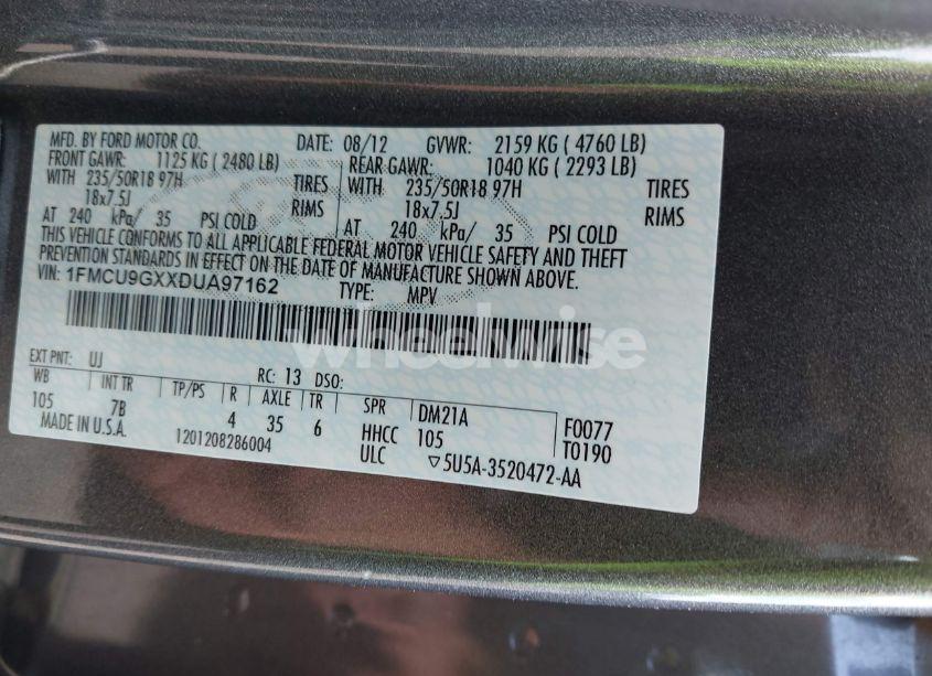 Photo 9 of 2013 Ford Escape SE (VIN 1FMCU9GXXDUA97162)