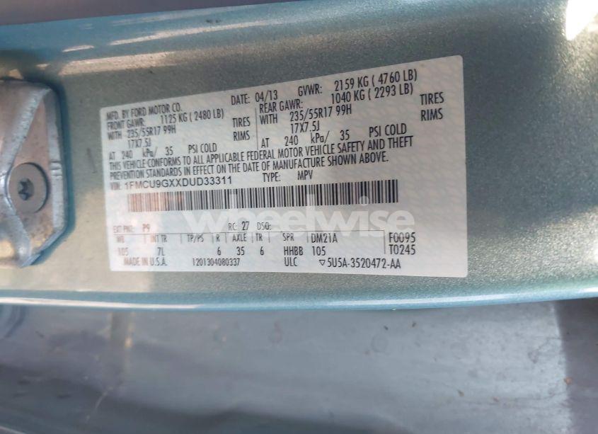 Photo 9 of 2013 Ford Escape SE (VIN 1FMCU9GXXDUD33311)