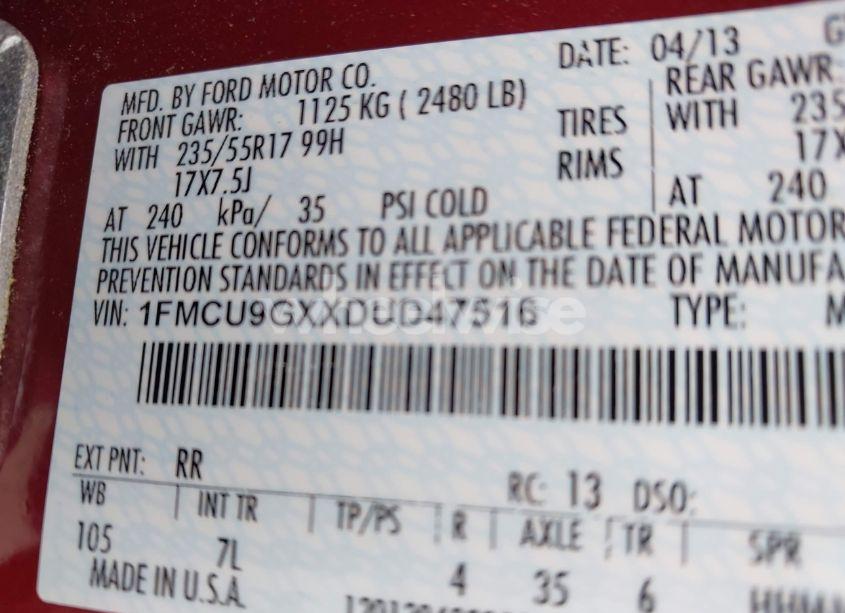 Photo 9 of 2013 Ford Escape SE (VIN 1FMCU9GXXDUD47516)