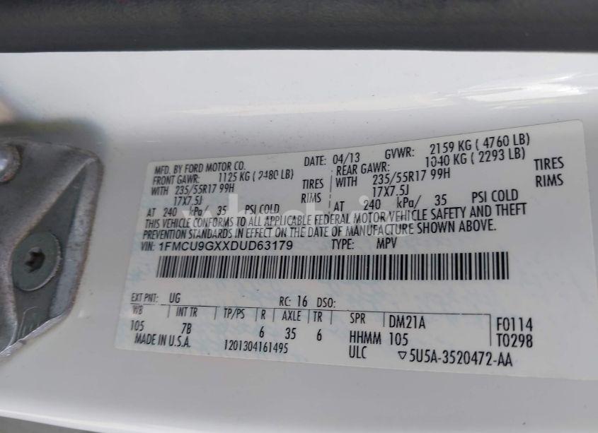 Photo 9 of 2013 Ford Escape SE (VIN 1FMCU9GXXDUD63179)