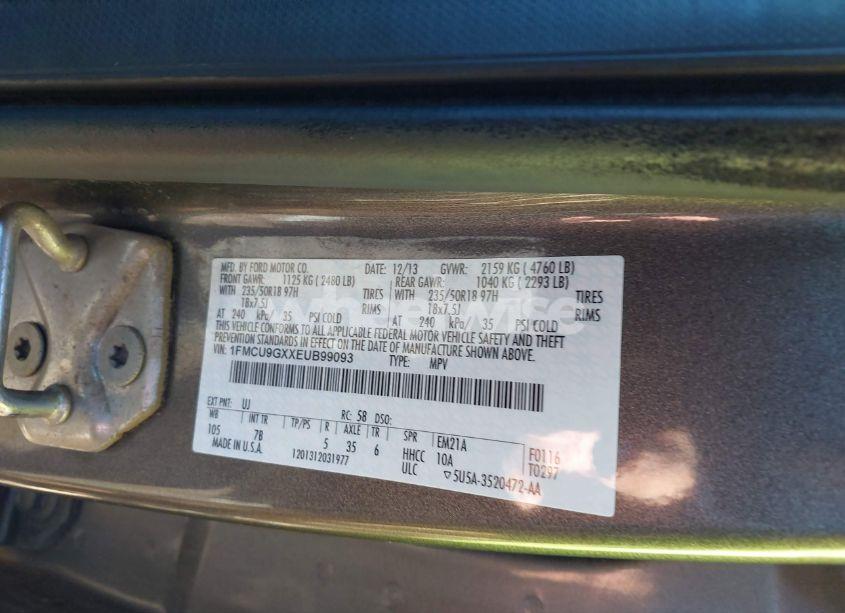 Photo 9 of 2014 Ford Escape SE (VIN 1FMCU9GXXEUB99093)