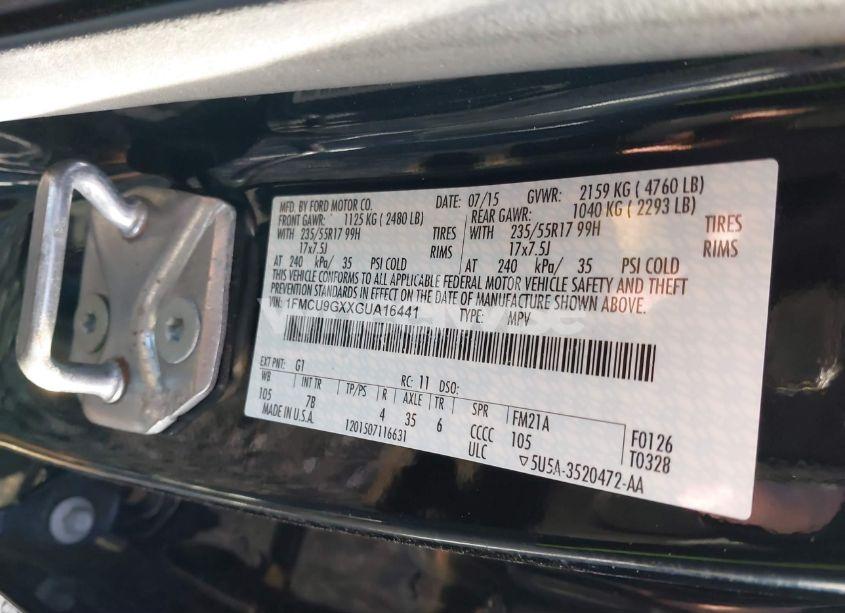 Photo 9 of 2016 Ford Escape SE (VIN 1FMCU9GXXGUA16441)