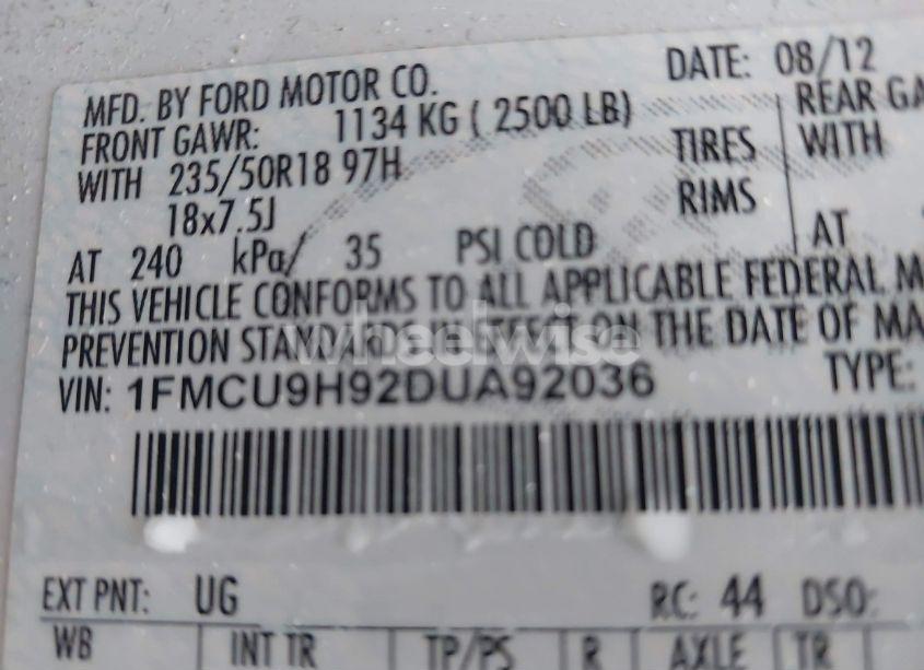 Photo 9 of 2013 Ford Escape SEL (VIN 1FMCU9H92DUA92036)