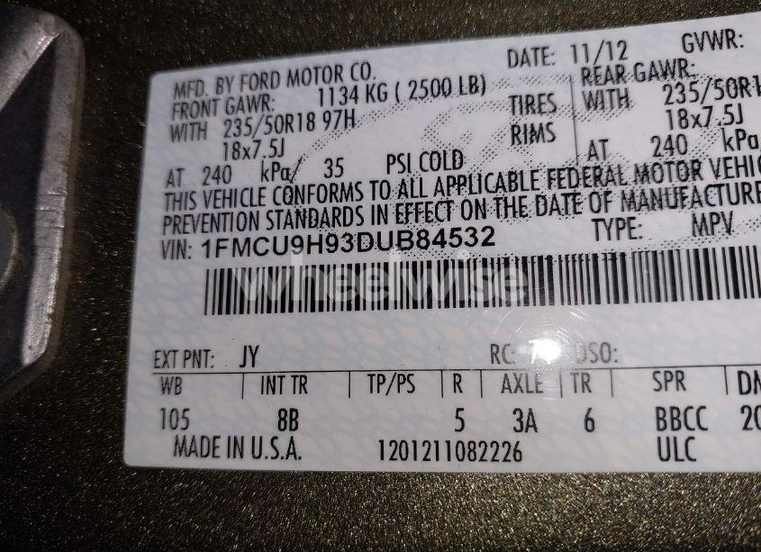 Photo 9 of 2013 Ford Escape SEL (VIN 1FMCU9H93DUB84532)