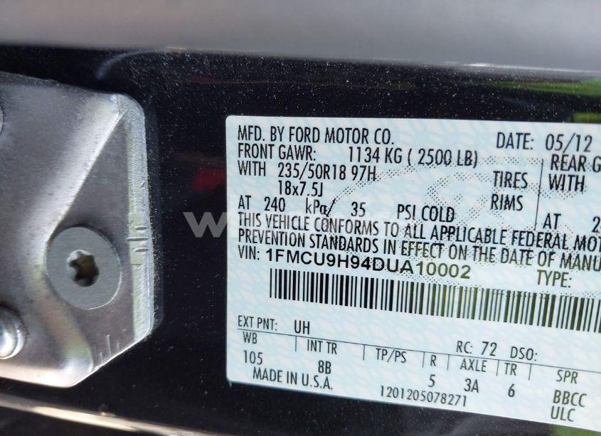 Photo 9 of 2013 Ford Escape SEL (VIN 1FMCU9H94DUA10002)