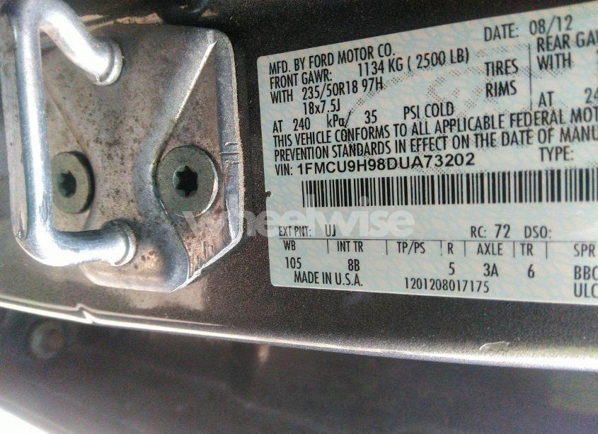 Photo 9 of 2013 Ford Escape SEL (VIN 1FMCU9H98DUA73202)