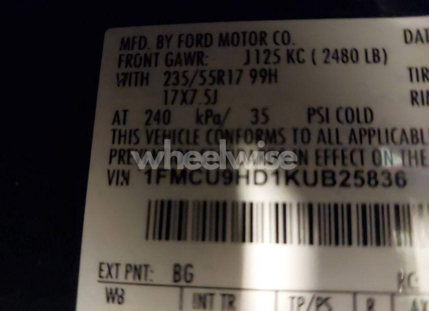 Photo 9 of 2019 Ford Escape SEL (VIN 1FMCU9HD1KUB25836)
