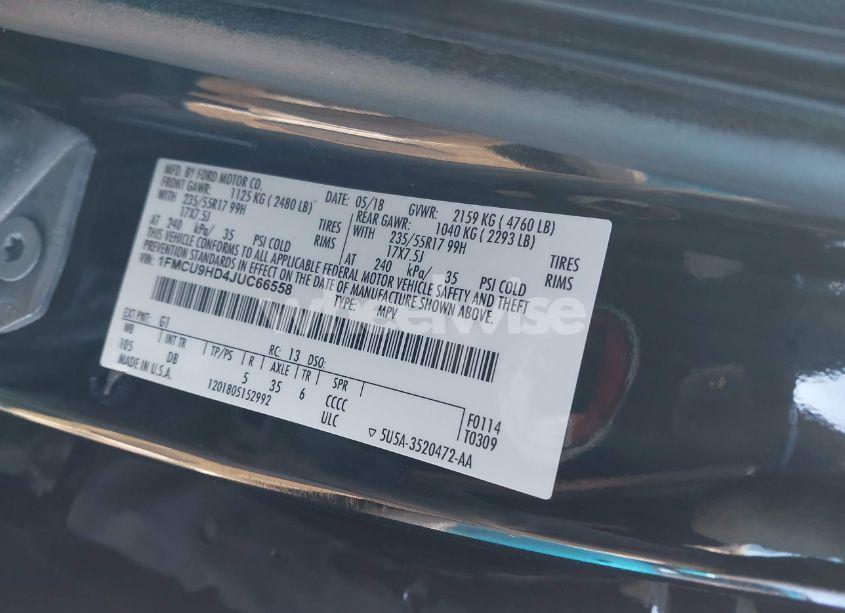 Photo 9 of 2018 Ford Escape SEL (VIN 1FMCU9HD4JUC66558)