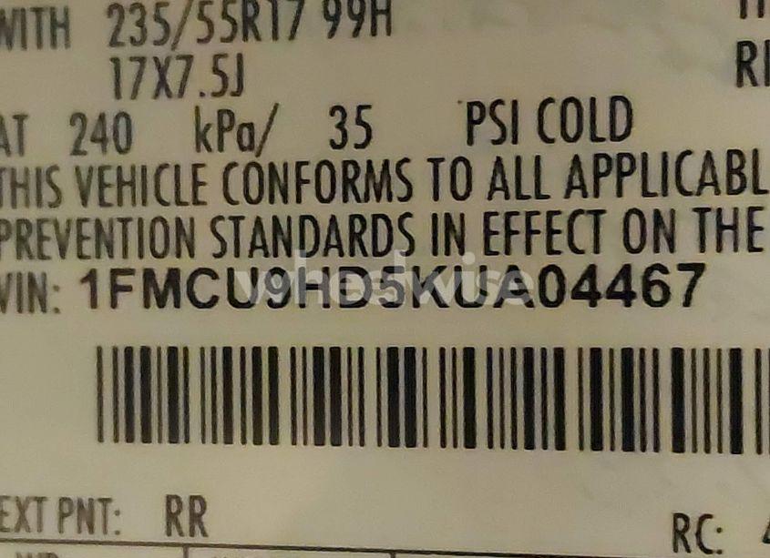 Photo 9 of 2019 Ford Escape SEL (VIN 1FMCU9HD5KUA04467)
