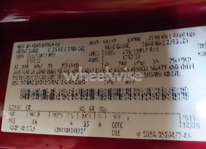 Photo 9 of 2019 Ford Escape SEL (VIN 1FMCU9HD8KUA94200)