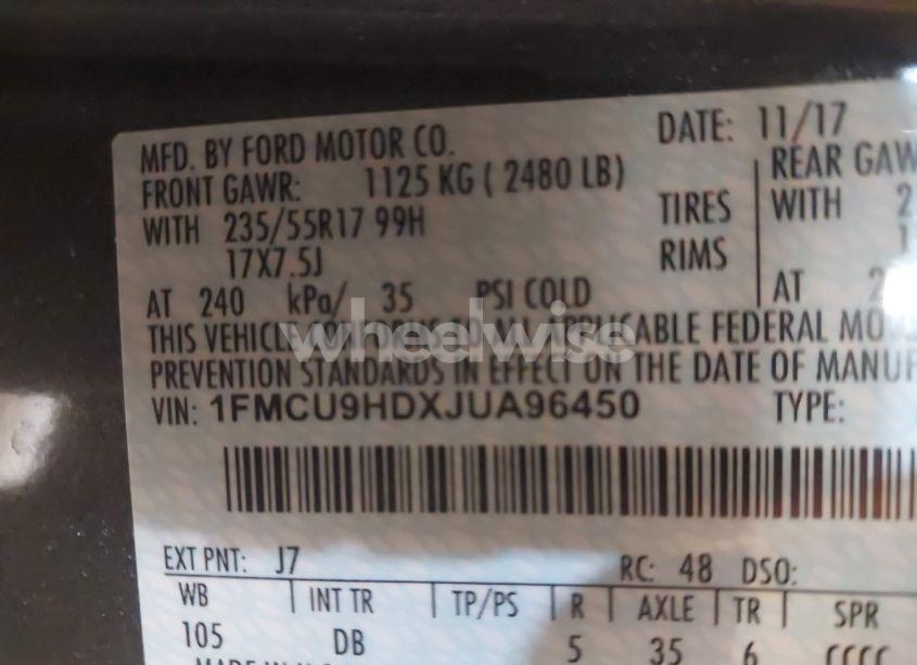 Photo 9 of 2018 Ford Escape SEL (VIN 1FMCU9HDXJUA96450)