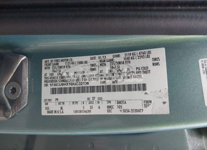 Photo 9 of 2013 Ford Escape SEL (VIN 1FMCU9HX1DUC32138)