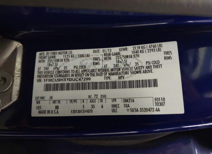 Photo 9 of 2013 Ford Escape SEL (VIN 1FMCU9HX1DUC47299)