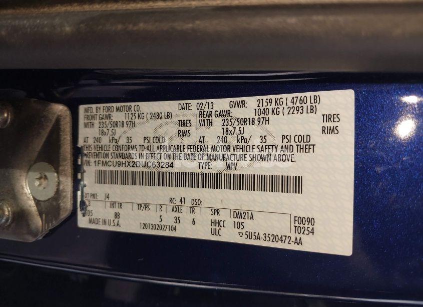 Photo 9 of 2013 Ford Escape SEL (VIN 1FMCU9HX2DUC63284)