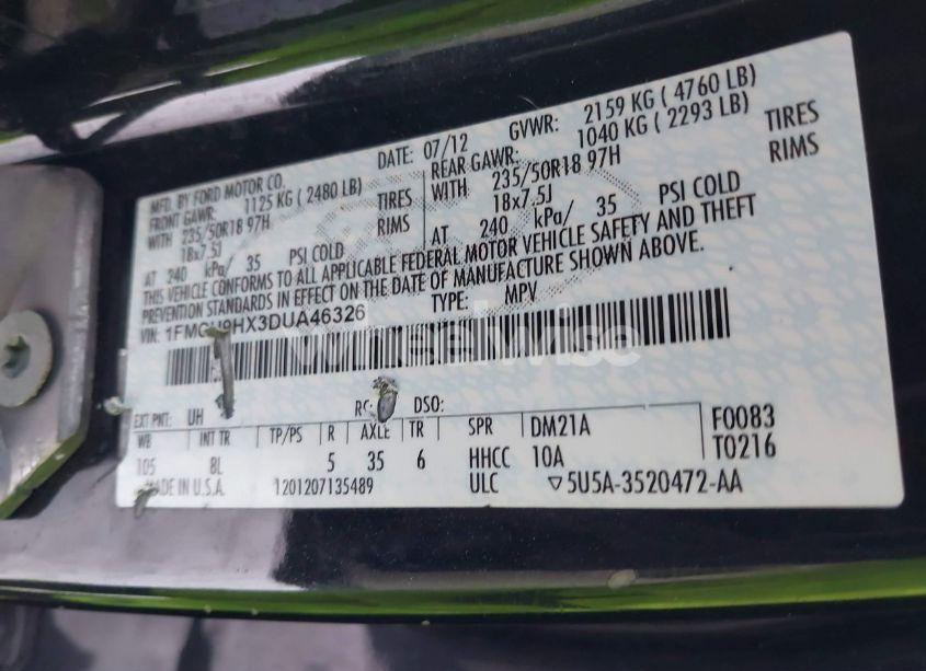 Photo 9 of 2013 Ford Escape SEL (VIN 1FMCU9HX3DUA46326)