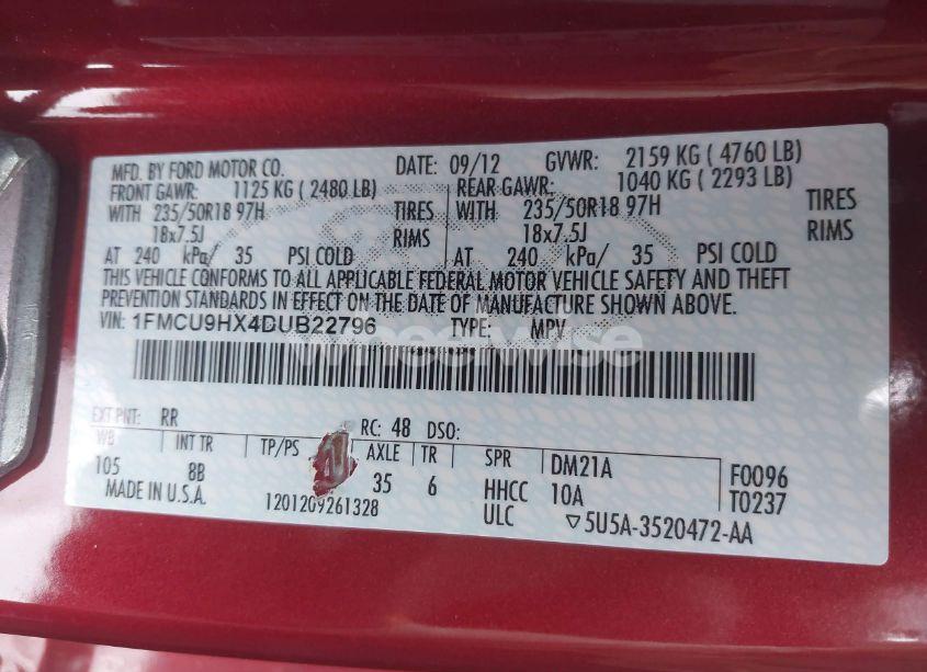 Photo 9 of 2013 Ford Escape SEL (VIN 1FMCU9HX4DUB22796)