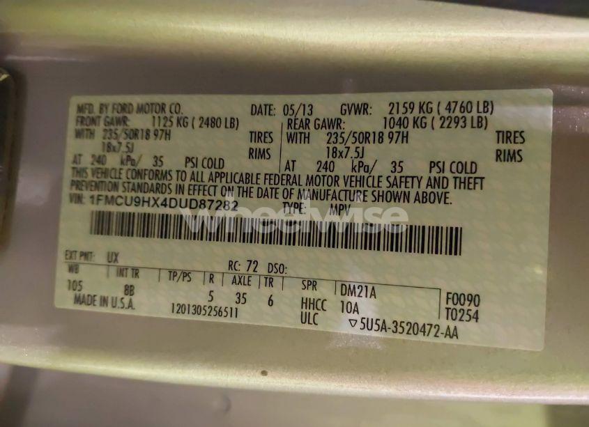 Photo 9 of 2013 Ford Escape SEL (VIN 1FMCU9HX4DUD87282)