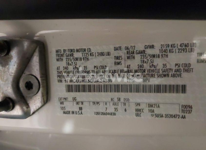 Photo 9 of 2013 Ford Escape SEL (VIN 1FMCU9HX5DUA24389)