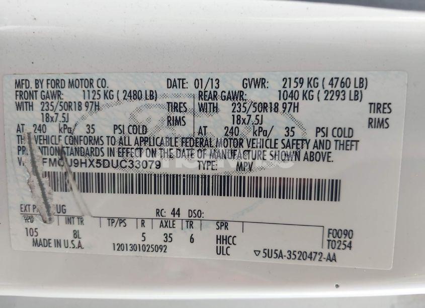 Photo 9 of 2013 Ford Escape SEL (VIN 1FMCU9HX5DUC33079)