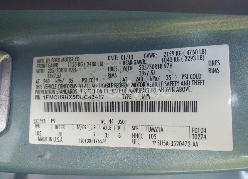 Photo 9 of 2013 Ford Escape SEL (VIN 1FMCU9HX5DUC43417)