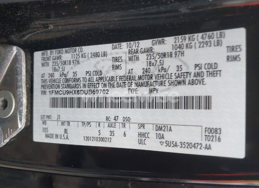 Photo 9 of 2013 Ford Escape SEL (VIN 1FMCU9HX6DUB69702)