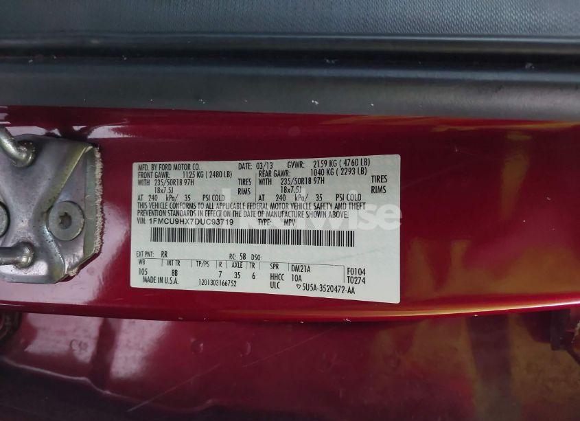 Photo 9 of 2013 Ford Escape SEL (VIN 1FMCU9HX7DUC93719)