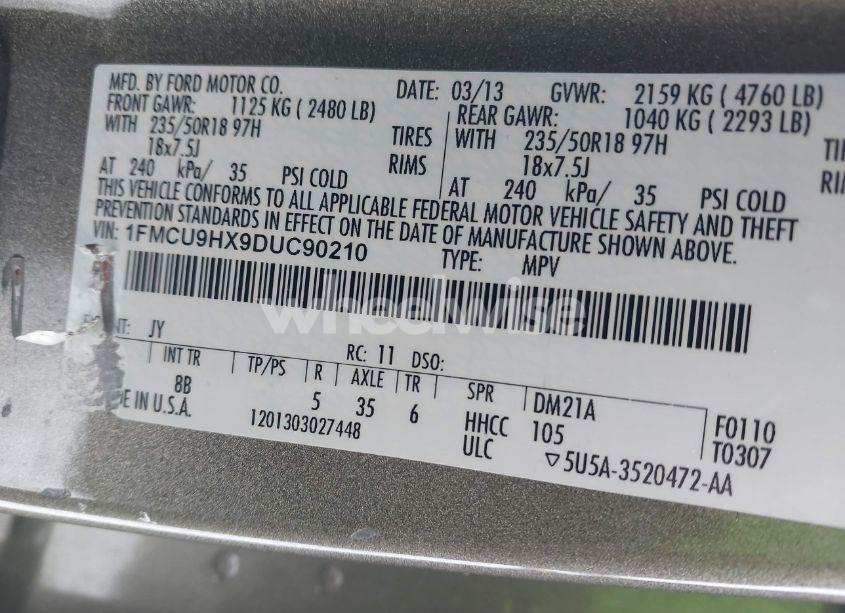 Photo 9 of 2013 Ford Escape SEL (VIN 1FMCU9HX9DUC90210)