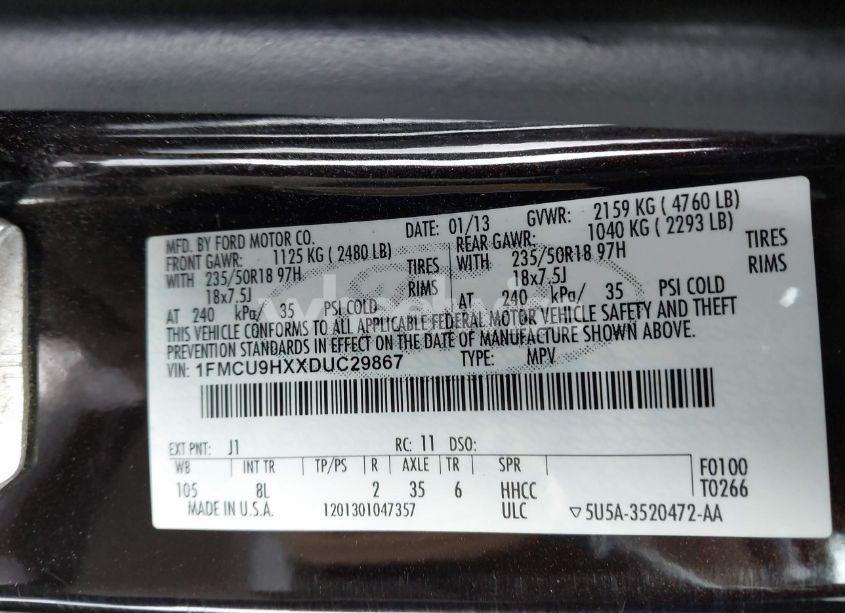 Photo 9 of 2013 Ford Escape SEL (VIN 1FMCU9HXXDUC29867)