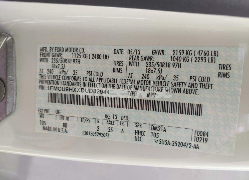 Photo 9 of 2013 Ford Escape SEL (VIN 1FMCU9HXXDUD82944)