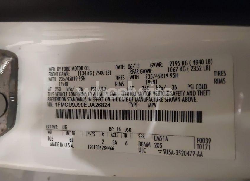 Photo 9 of 2014 Ford Escape TITANIUM (VIN 1FMCU9J90EUA26824)