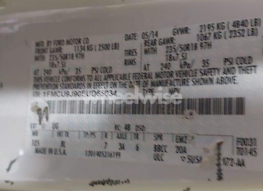 Photo 9 of 2014 Ford Escape TITANIUM (VIN 1FMCU9J90EUD65034)