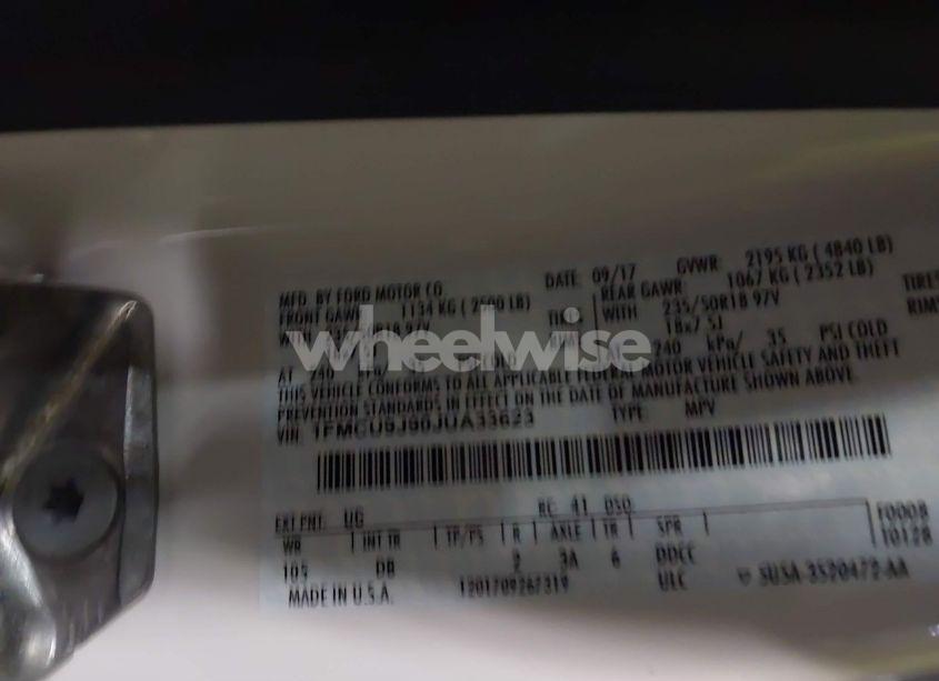 Photo 9 of 2018 Ford Escape TITANIUM (VIN 1FMCU9J90JUA33623)